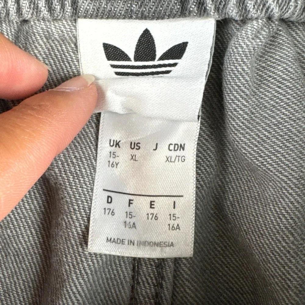 Adidas Originals Grey Washed‎ Denim Elastic Waist Pants XL Kids/XS Mens